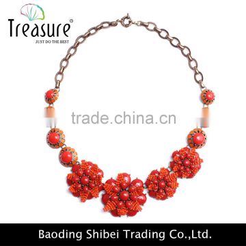 Fashion jewelry Wholesale hot selling latest design resin bead ruby stone necklace