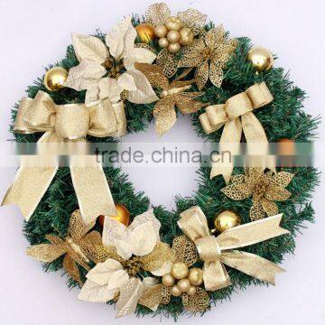 19" Unlit Pine And Ornament Christmas Wreath with bowknot