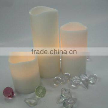 Set of 3 yellow flame flameless ivory wax electric pillar moon candle