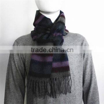Multicolor Stripe Wool Scarf With Tassel photo-3