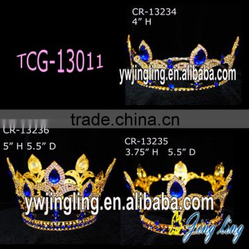 blue stone with gold theme pageant crown