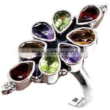 Sterling Silver Coral & Turquoise. Ring, Semiprecious Ring, Sterling Silver Rings photo-2