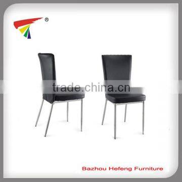 Black leather dining chair chrome legs furniture