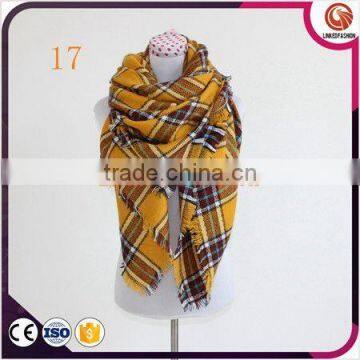 New arrival trendy arge oversize winter check tartan plaid scarf lady plaid blanket scarf