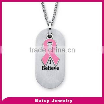 custom jewelry Stainless Steel engraved Breast Cancer Awareness Tag pendant necklace