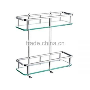 Hotel wc triangle aluminum two-double square glass bathroom storage rack
