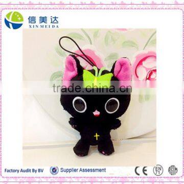 Mini black big eyes cat keychain