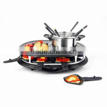 Electric grill with fondue set