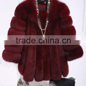 Wholesale Short Style Natural Red Fox Fur Coat for Fashion Girls