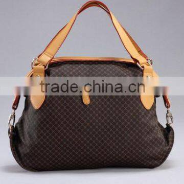 PVC Triped Material Top Zip Satchel Tote Bag Luxuries Detail Handbag photo-2
