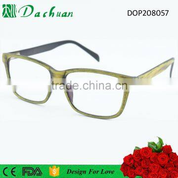 Good quality CP injection fake acetate old fashion eyewear frames with wooden brushed