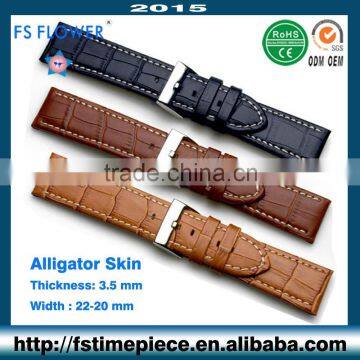 FS FLOWER - Luxury Looks Watches Strap Authentic Alligator Leather Bamboo Texture Width 22 mm