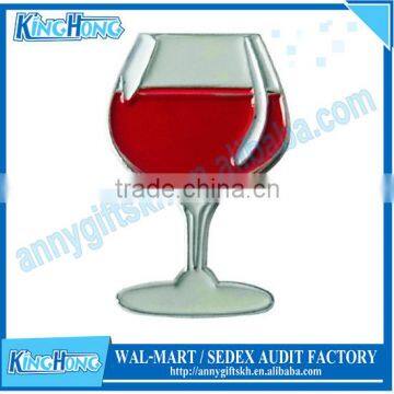 Red wine glass design golf cap clip ball marker