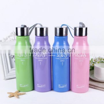 Professional wholesale 450ML solid portable sports bottle candy-colored unbreakable glass