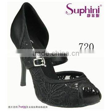 Suphini Black Lace High Heel Fashion Latin Dance Shoes