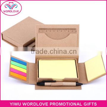 recycle memo pad with pen, mini pocket notepad with sticky notes