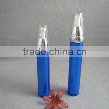 blue skincare cosmetic bottle with transparent cap