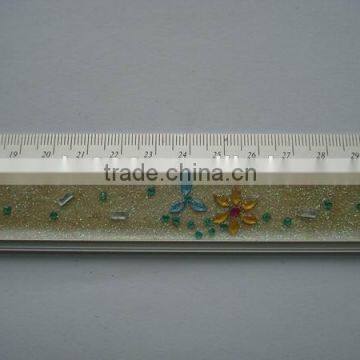 Novelty 30cm Metal Aluminum Straight Ruler With Crystal photo-2