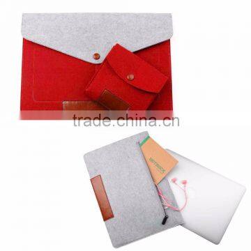2016 New Hot Selling Wool Felt+ PU Laptop Sleeve Bags With Mouse Bag for Apple Macbook Air Pro , Pro Retina 11" 13.3" 15.4" photo-6