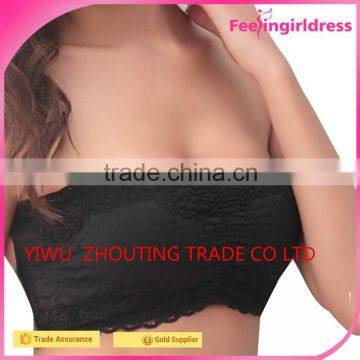 Factory Price Hot Sex Ladies Padded Lace Crochet Crop Top Bra