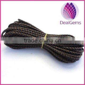 3mm round real braided leather cord various color for option for making jewelry bracelet