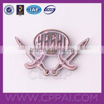 Pink color custom metal clothing label for fashion jeans