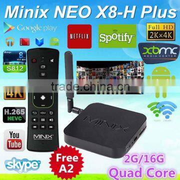 2016 new arrival !!! Minix Neo X8-H plus andriod 4.4 amlogic s812 quad core 2.0GHZ 2GB 16G Bluetooth 4k*2k with remote tv box