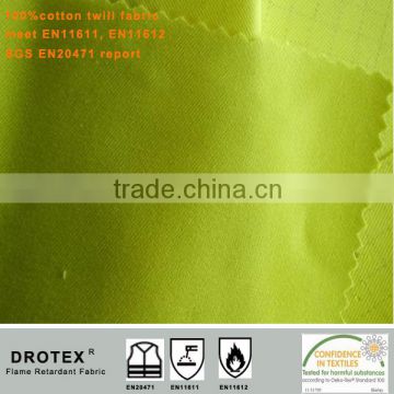 High-Vis ANSI 107 Cotton Flame Resistant Twill HV Yellow Fabric