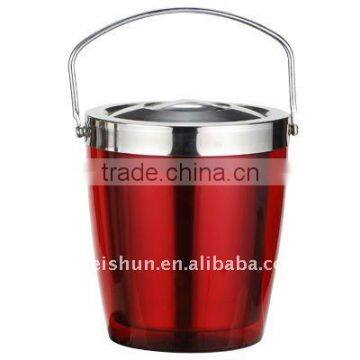 colorful double -wall stainless steel ice bucket with hand