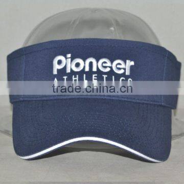 Guangzhou hat factory professional custom 100% cotton/dark blue/sun visor