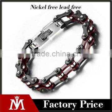 316 L stainless steel red black color motorcycle chain bracelet