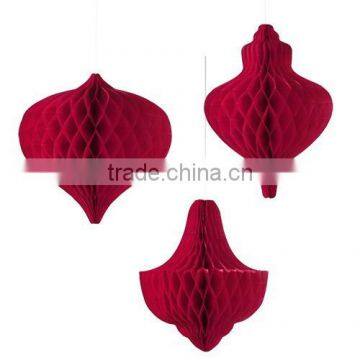 Vintage Honeycomb Red White Christmas Honeycomb Hanging Decorations Red Honeycomb Baubles