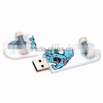 16GB soft PVC skateboard shaped USB flash drive gift 100% real capacity USB flash disk memory USB 2.0 USB3.0