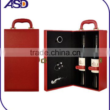 Wholesale wine leather box Two Bottles Wine Packaging Boxes High Quality Red Black Brown Color