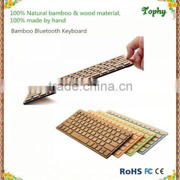 wholesale  mini ultra-thin bluetooth wireless computer keyboard in bamboo color