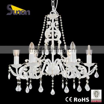 8 light wrought iron white crystal chandelier for bedroom