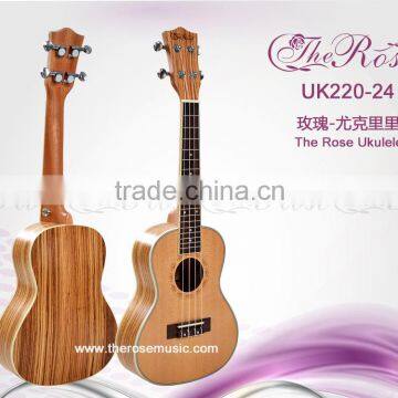 China cheapest rosewood fingerboard mahogany neck spruce&zebrawood concert ukulele