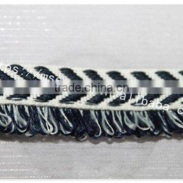 Good Price 1.6cm Width Yarn Dyed Polyester Weave With Fringe Wholesale photo-5