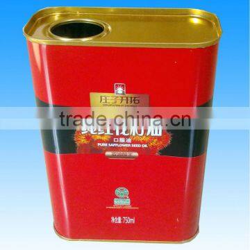 750ml safflowerseed oil square tin can