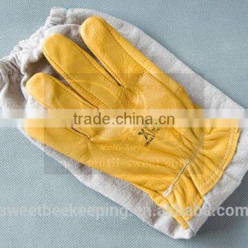 White Yellow Color Beekeeping Goatskin Gloves