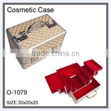 2 keys MDF aluminum makeup artist cosmetic train case box kit