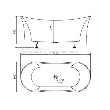 Sunzoom China Supplier Tender Low Cost Bathtub70inch Curved Bathtub Black photo-5