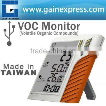 Digital USB Wall mount / Desktop Volatile Organic Compounds (VOC) Temperature Date and Time Monitor Made in Taiwan