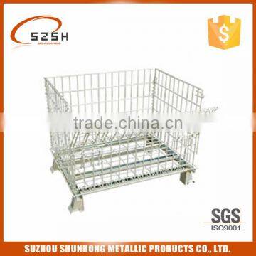 Perdurable warehouse folding steel storage cage