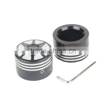 Black Front Axle Nut Cover Bolt For Touring Softail Road King Glide FLTR photo-2