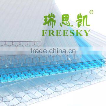 2016 hot sale 14mm/16mm/18mm polycarbonate/plastic honeycomb sheet for greenhouse building