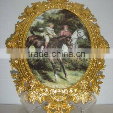 Home Brass Mounted Wall Ceramic Painting Mural, Decorative Ceramic Art Fresco photo-5