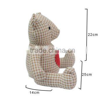 Store More Bear Checkd Cloth Sand Stuffed Cotton Animal Door Stopper photo-2
