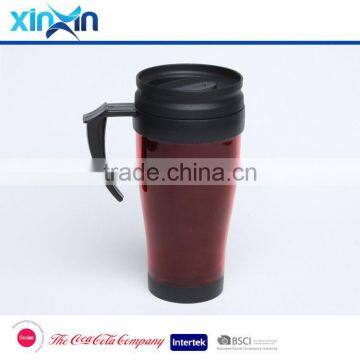 Promotional Paper Insert Plastic Coffe Travel Mug Double Wall Coffee Cup Car Mug With Handle photo-2