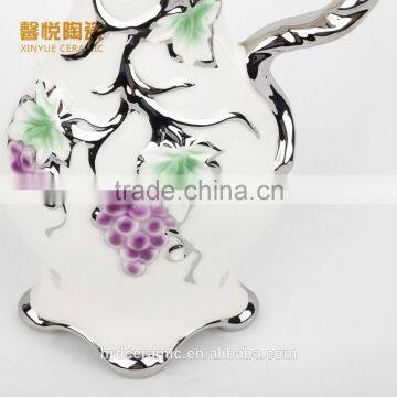 Stock Golden Ceramic Plate/bulk Ceramic Vase Grape Design photo-3